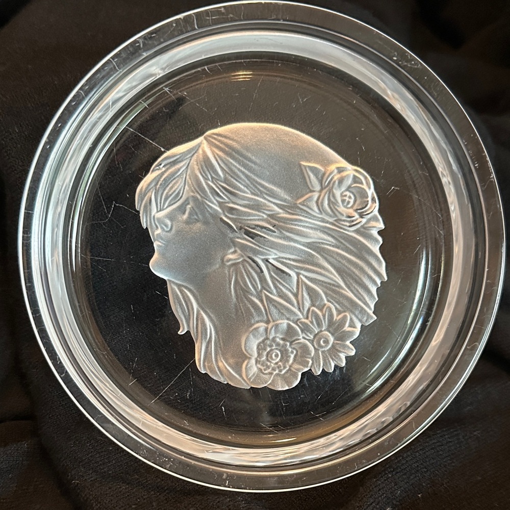 Vintage Hoya 1970’s Japan Crystal Wine Coaster Etched